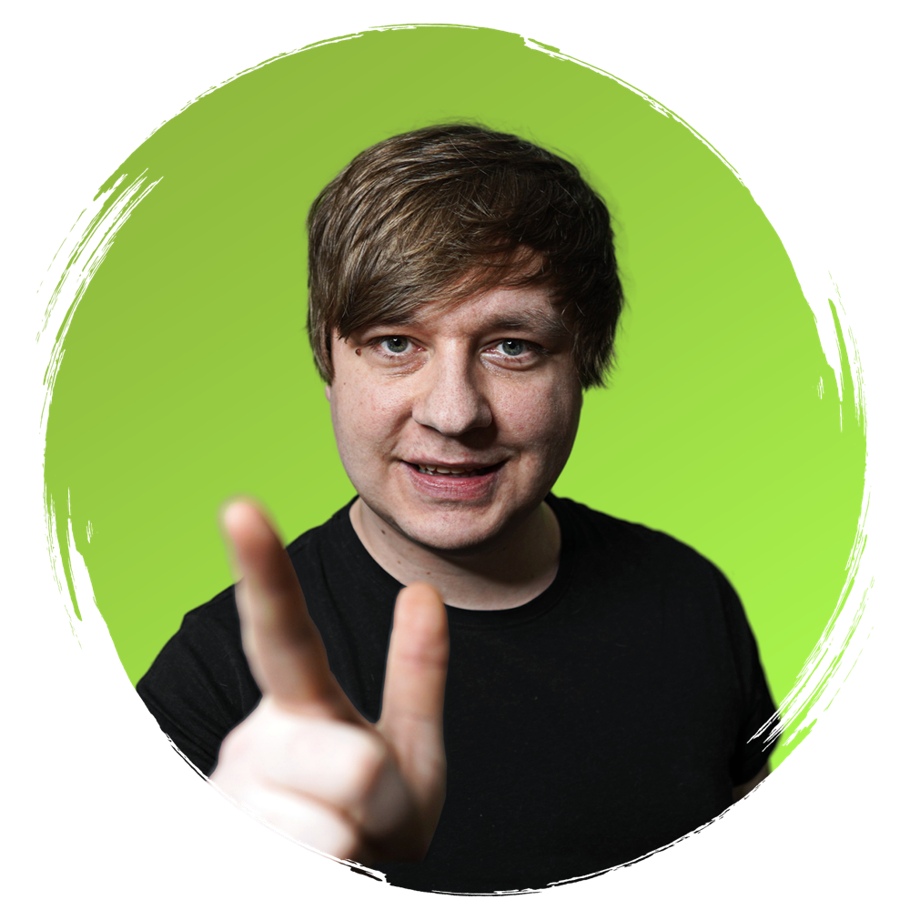 Mateusz Małys smiling and giving a peace sign